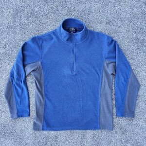 LL Bean Blue Gray 1/4 Zip Pullover Fleece Sweatshirt Vintage Men's Size Small